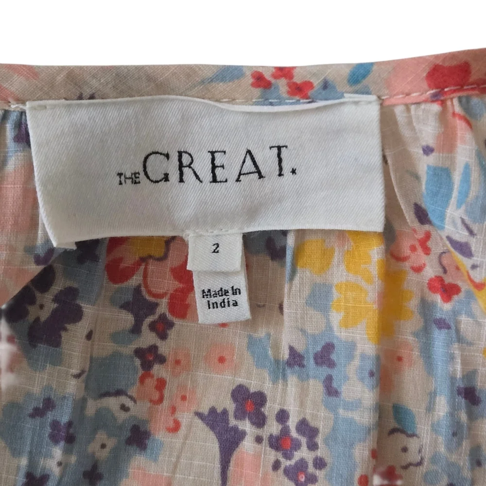 THE GREAT Floral Bonnet Midi Cotton Dress Spring Bloom Pockets Medium Like New